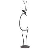 Deer Shape Wrought Iron Plant Stand Transparent Glass Hydroponic Plant Vase for Living RoomType B