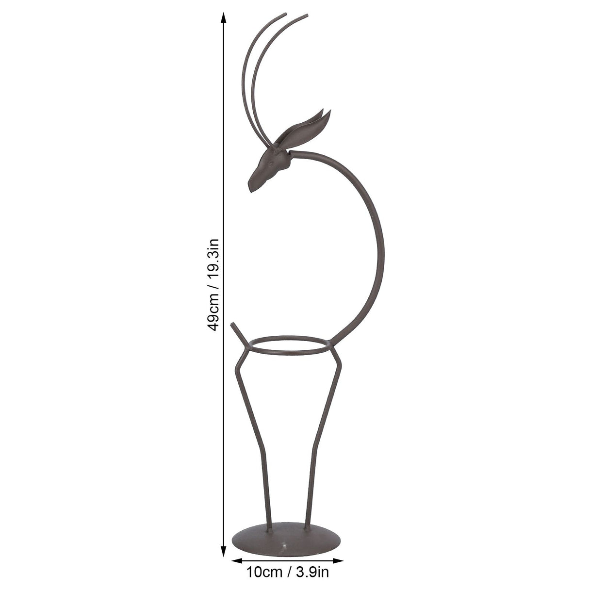 Deer Shape Wrought Iron Plant Stand Transparent Glass Hydroponic Plant Vase for Living RoomType B