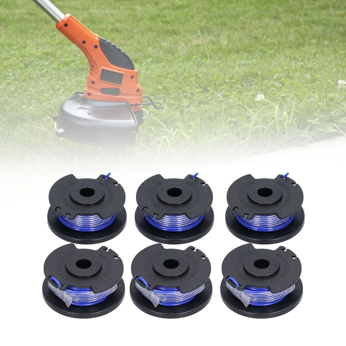 6Pcs Trimmer Spool Line Replacement for Ryobi 18V 24V 40V String Trimmers Lawn Mower