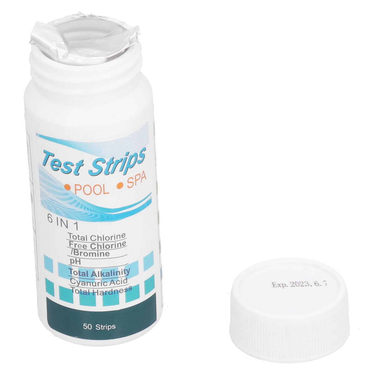 50Pcs Water Test Strip 6‑In‑1 PH Value Hardness Test Strip Pool Test Strip for Aquarium Pond