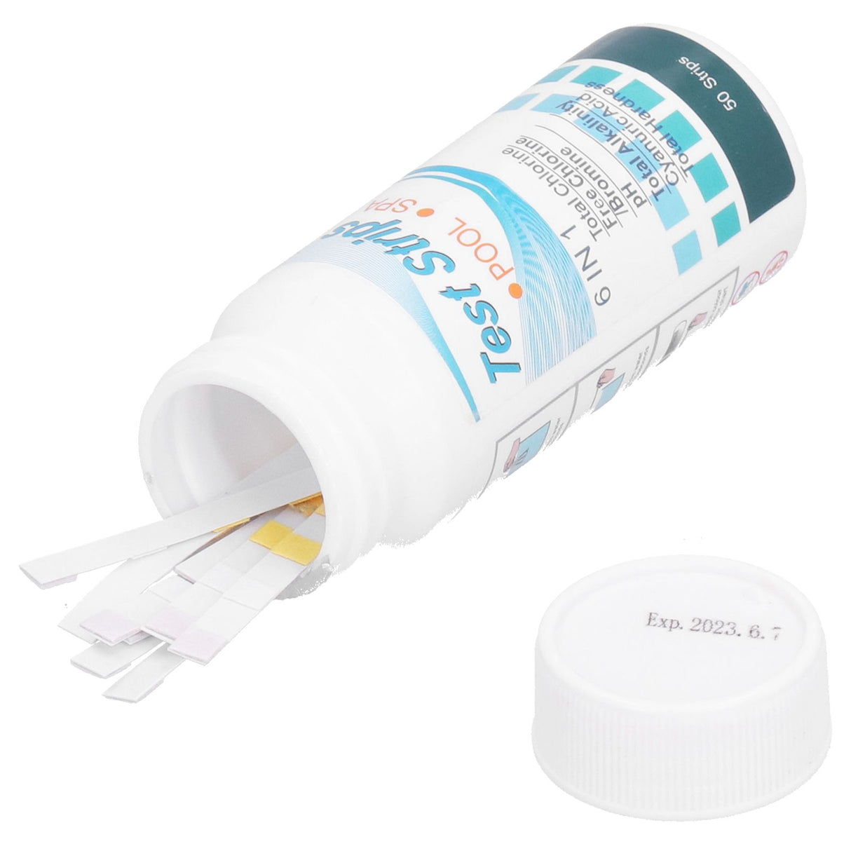 50Pcs Water Test Strip 6‑In‑1 PH Value Hardness Test Strip Pool Test Strip for Aquarium Pond