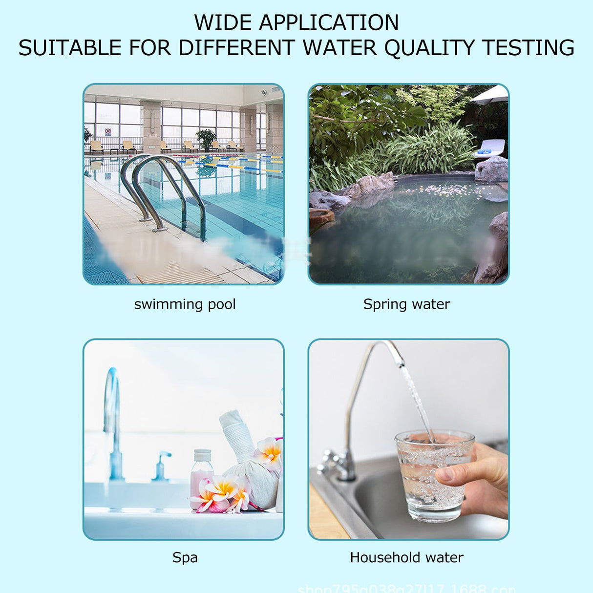 50Pcs Water Test Strip 6‑In‑1 PH Value Hardness Test Strip Pool Test Strip for Aquarium Pond