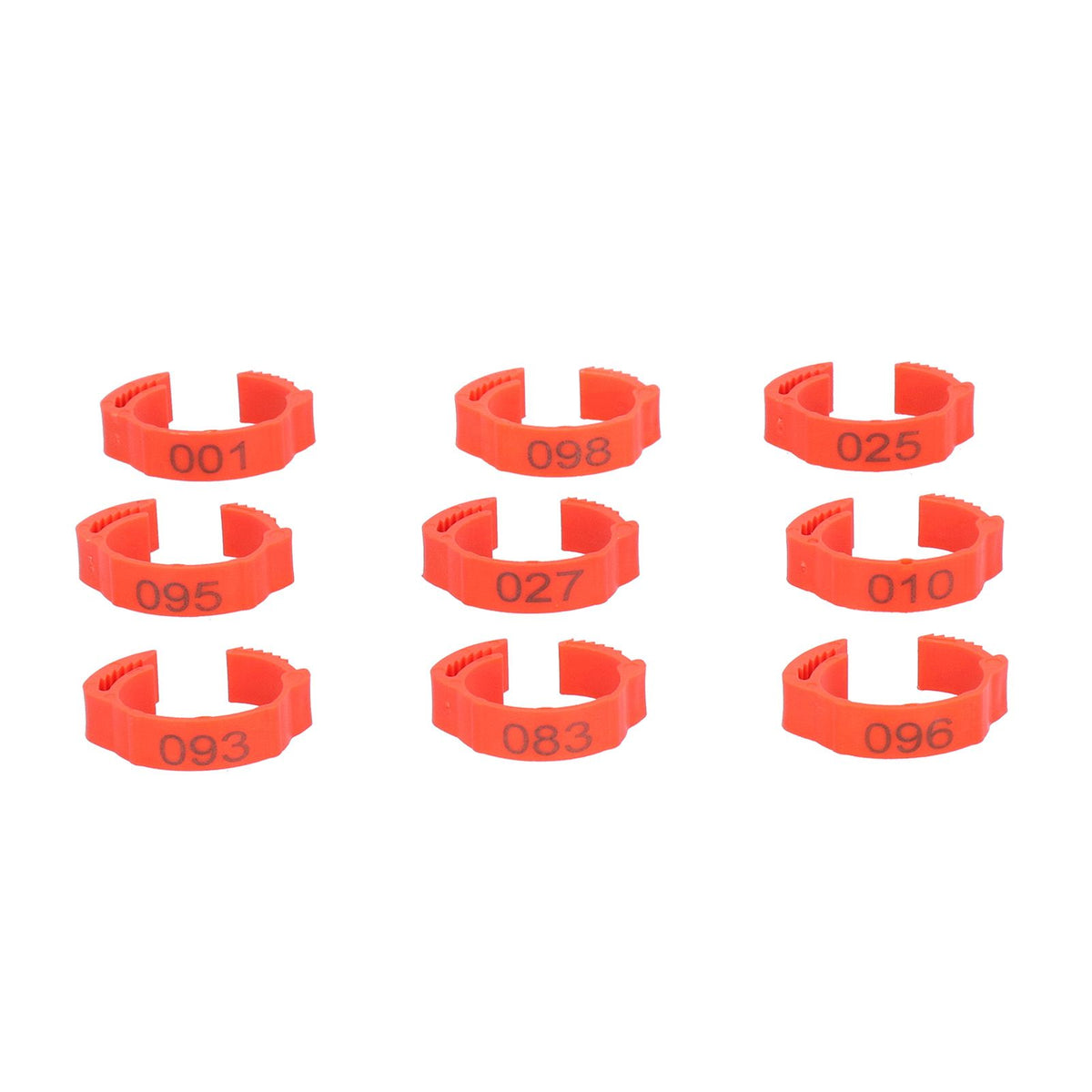 100PCS/Bag Poultry Leg Bands ClipOn Foot Rings with 01100 Numbers for Chicken Duck Goose Supplies