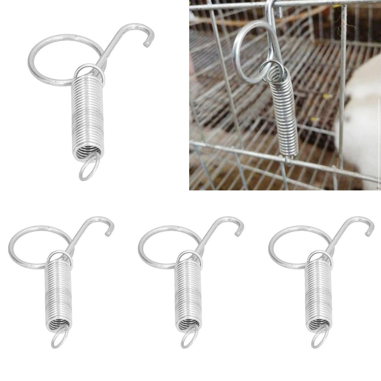 20PCS Cage Door Spring Hook Metal Finger Spring Latch Hook for Fixing Rabbit Pet Cage Door Farming EquipmentL 7.3x2.2cm