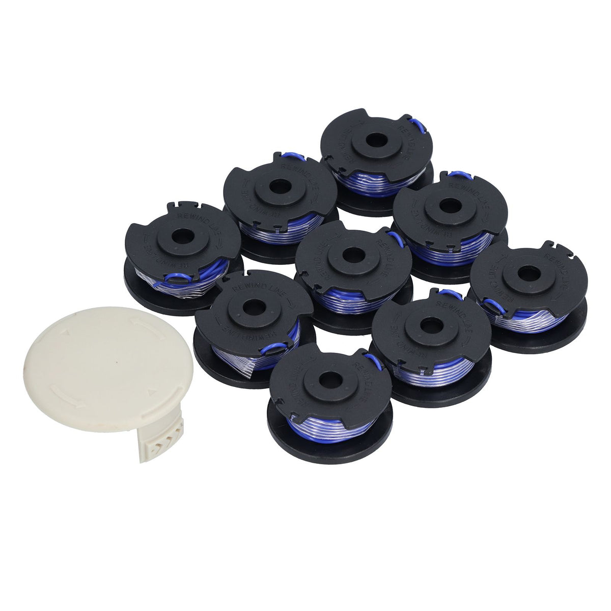9Pcs Trimmer Spool Line with Cap Replacement Parts Fit for Ryobi 18/24/40V Lawn Mower
