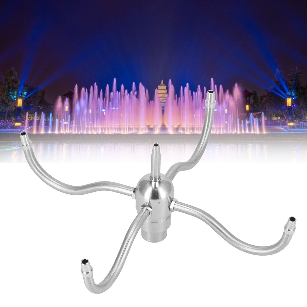 DN25 G1 Female Thread Waterscape Rotating Nozzle Stainless Steel 4 Arm Sprinkler Rotating Fountain Sprinkler