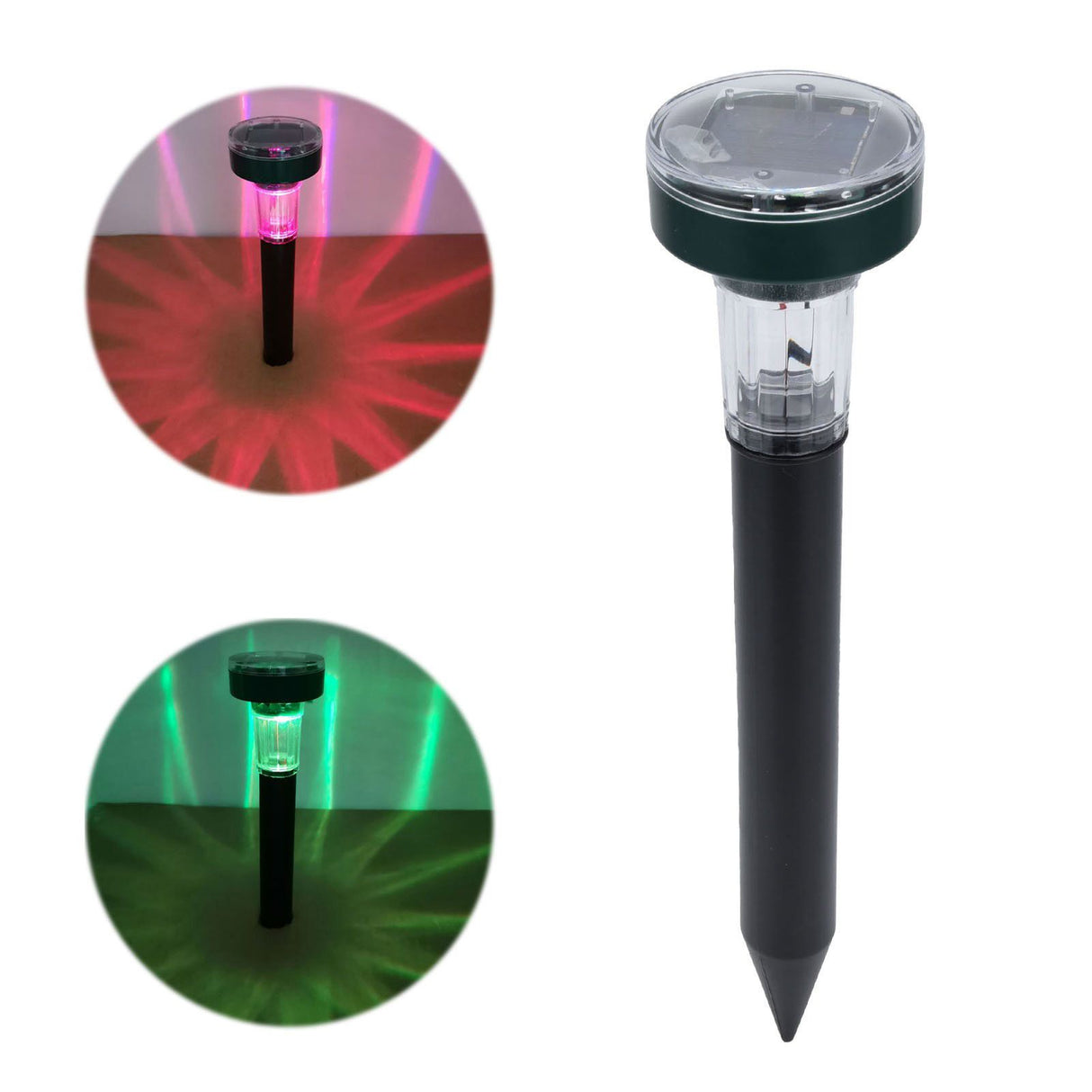2PCS LED Mouse Expeller Ultrasonic Solar Snake Repeller Ground Insertion Light Colorful Pest Repeller for Outdoor Lawn