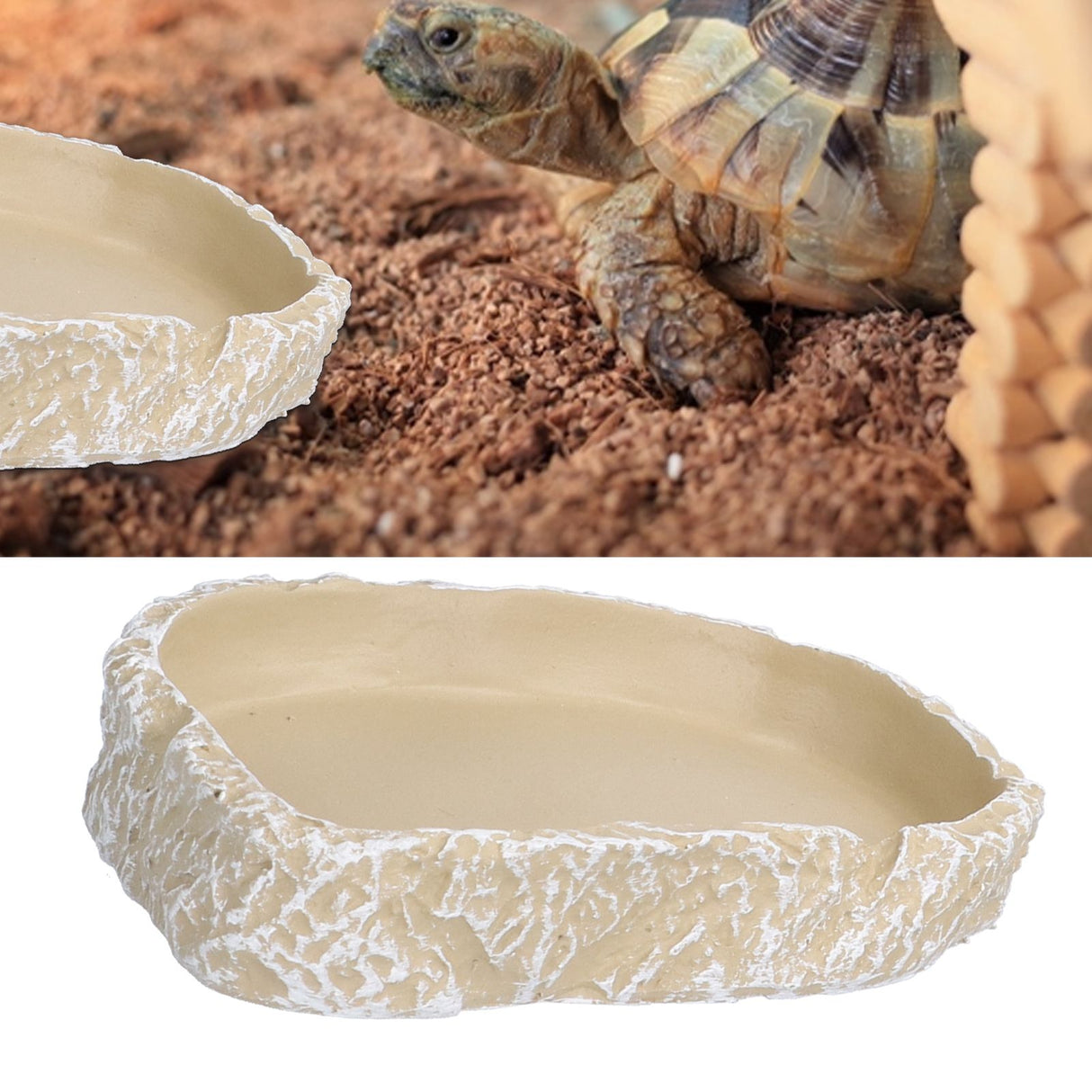 Reptile Food Water Bowl Resin Pets Feeding Plate Dish for Aquarium Tortoises Turtles Lizards Yellow