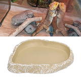 Reptile Food Water Bowl Resin Pets Feeding Plate Dish for Aquarium Tortoises Turtles Lizards Yellow