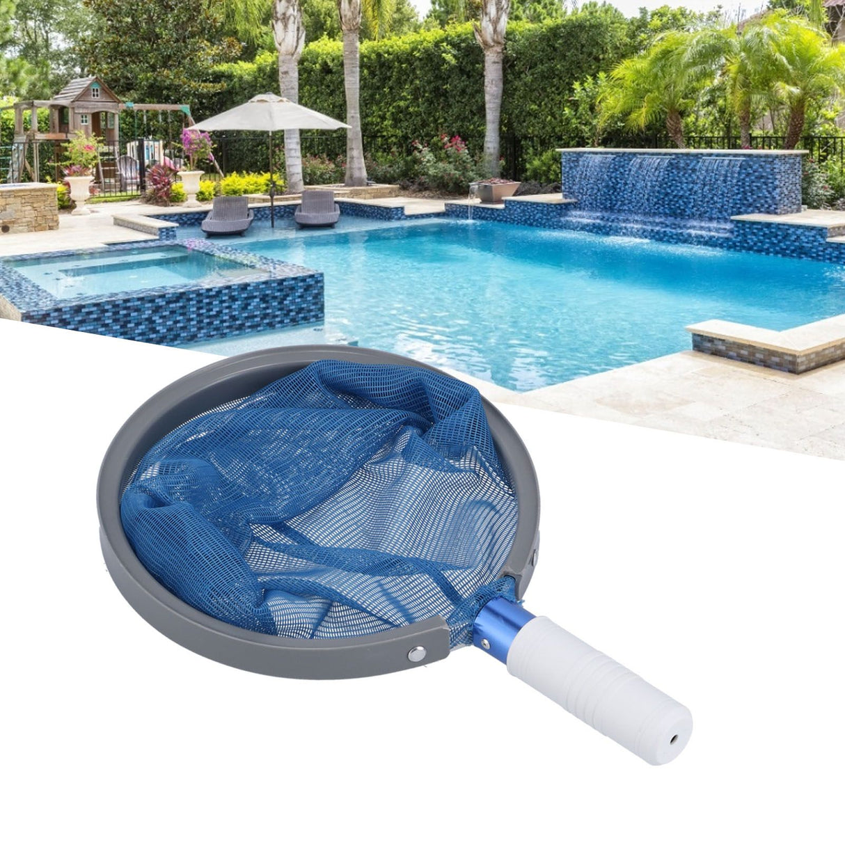 Leaf Cleaning Net Rugged Handle Durable Small Size Light Weight Cleaning Tool for Swimming Pool