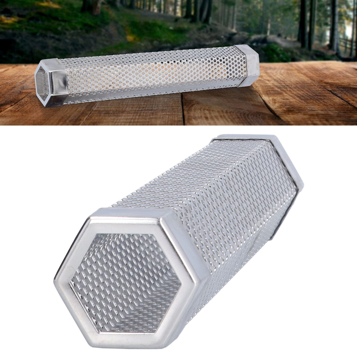 Smoker Tube 304 Stainless Steel Portable Hex Stable Barbecue Smoke Generator Pipe for Cold Hot Smoking Grilled Foods30.6x5cm(12 Inches)