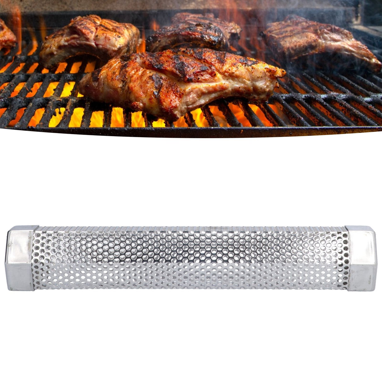 Smoker Tube 304 Stainless Steel Portable Hex Stable Barbecue Smoke Generator Pipe for Cold Hot Smoking Grilled Foods30.6x5cm(12 Inches)