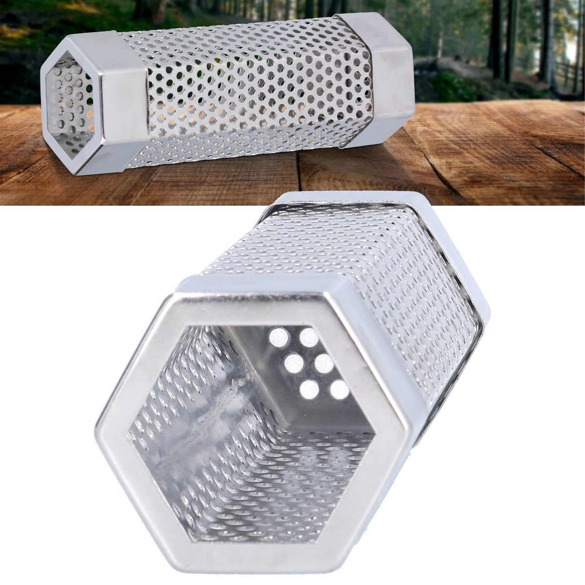 Smoker Tube 304 Stainless Steel Portable Hex Stable Barbecue Smoke Generator Pipe for Cold Hot Smoking Grilled Foods15.4x5cm(6 Inches)