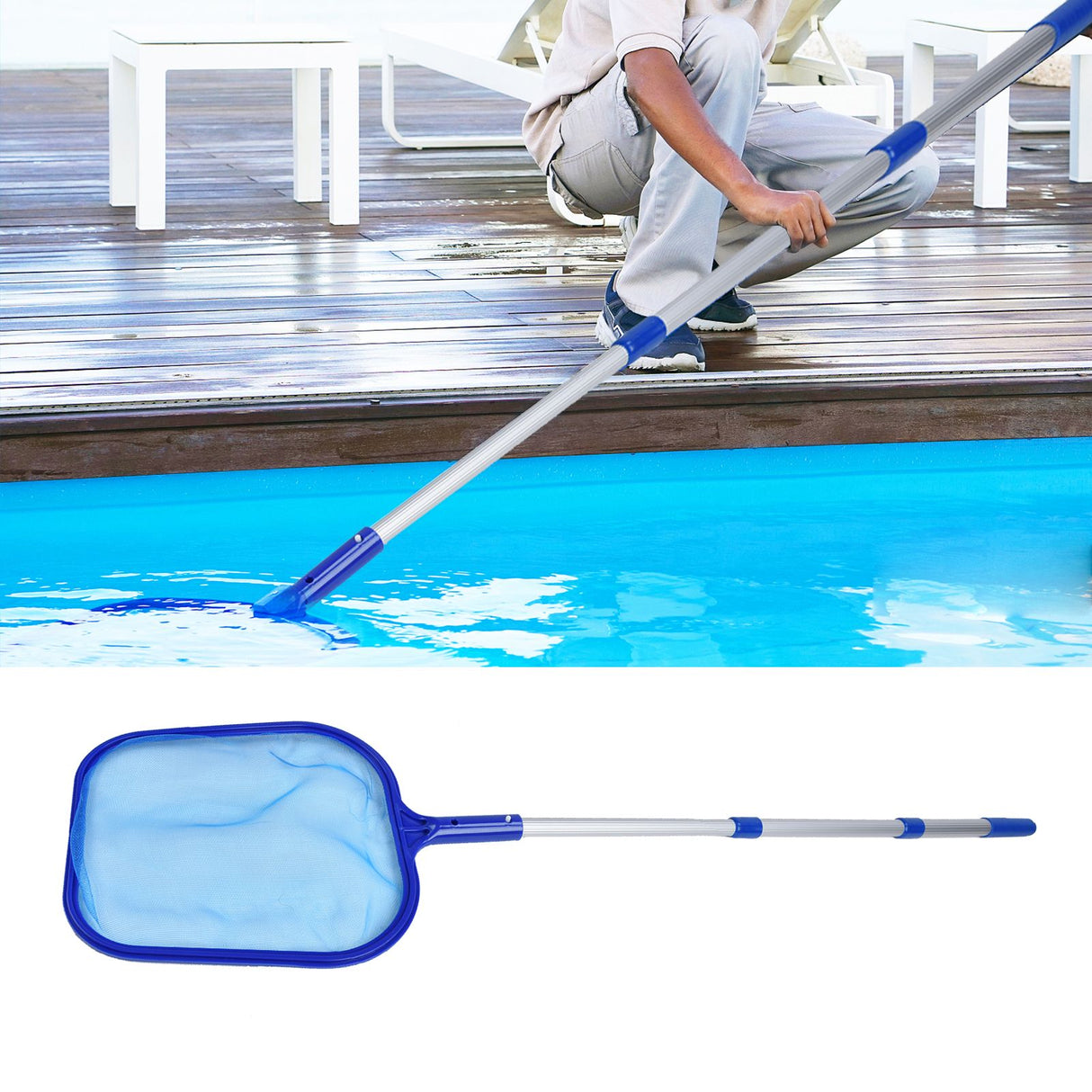 Pool Skimmer Net Quick Effective Removal Safe Easily Use Complete Tools Deep Skimmer Net Kit for Swimming Pool