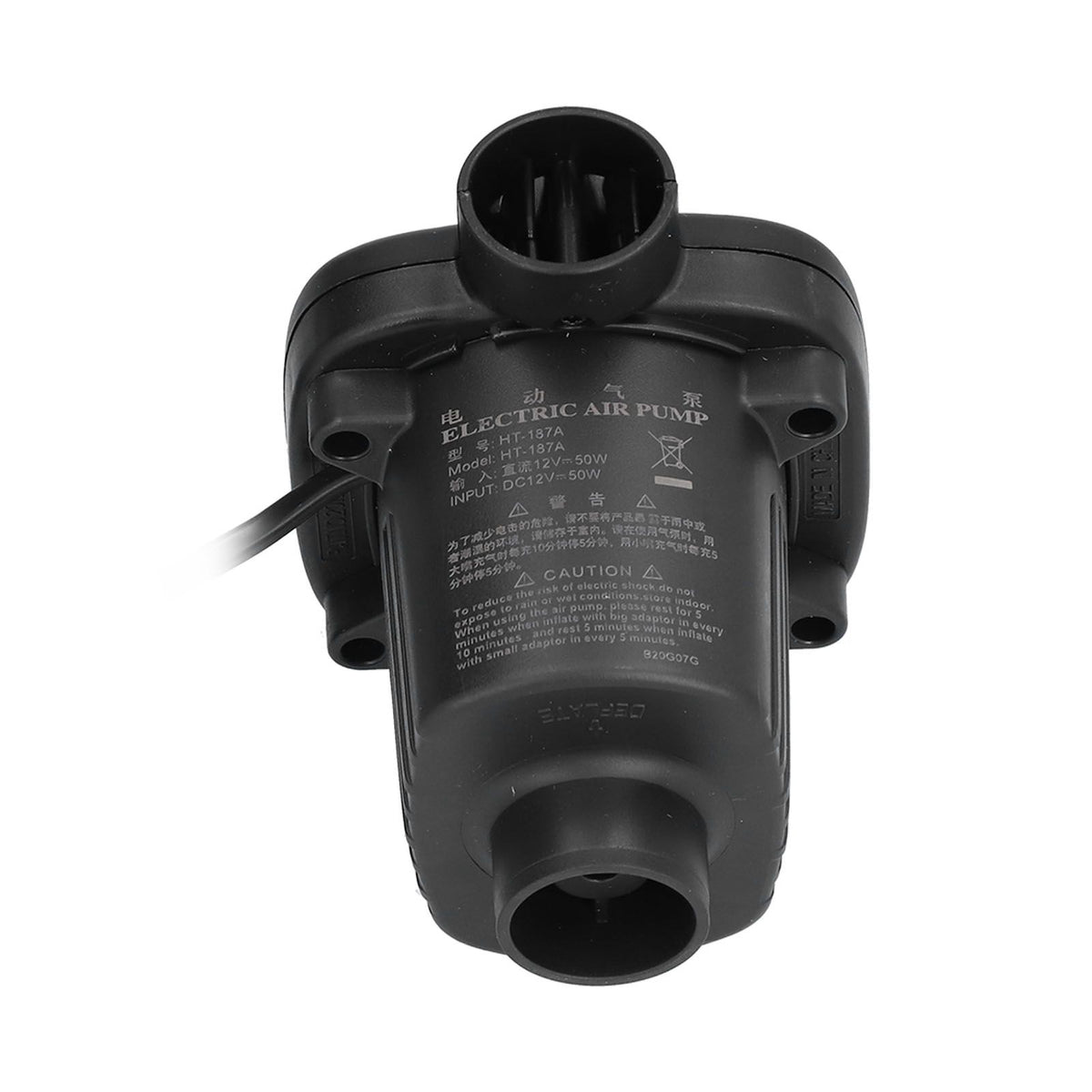 Air Pump DC12V Power 50W 2 Functional Nozzles Light Weight Inflator Pump for Rubber Boat