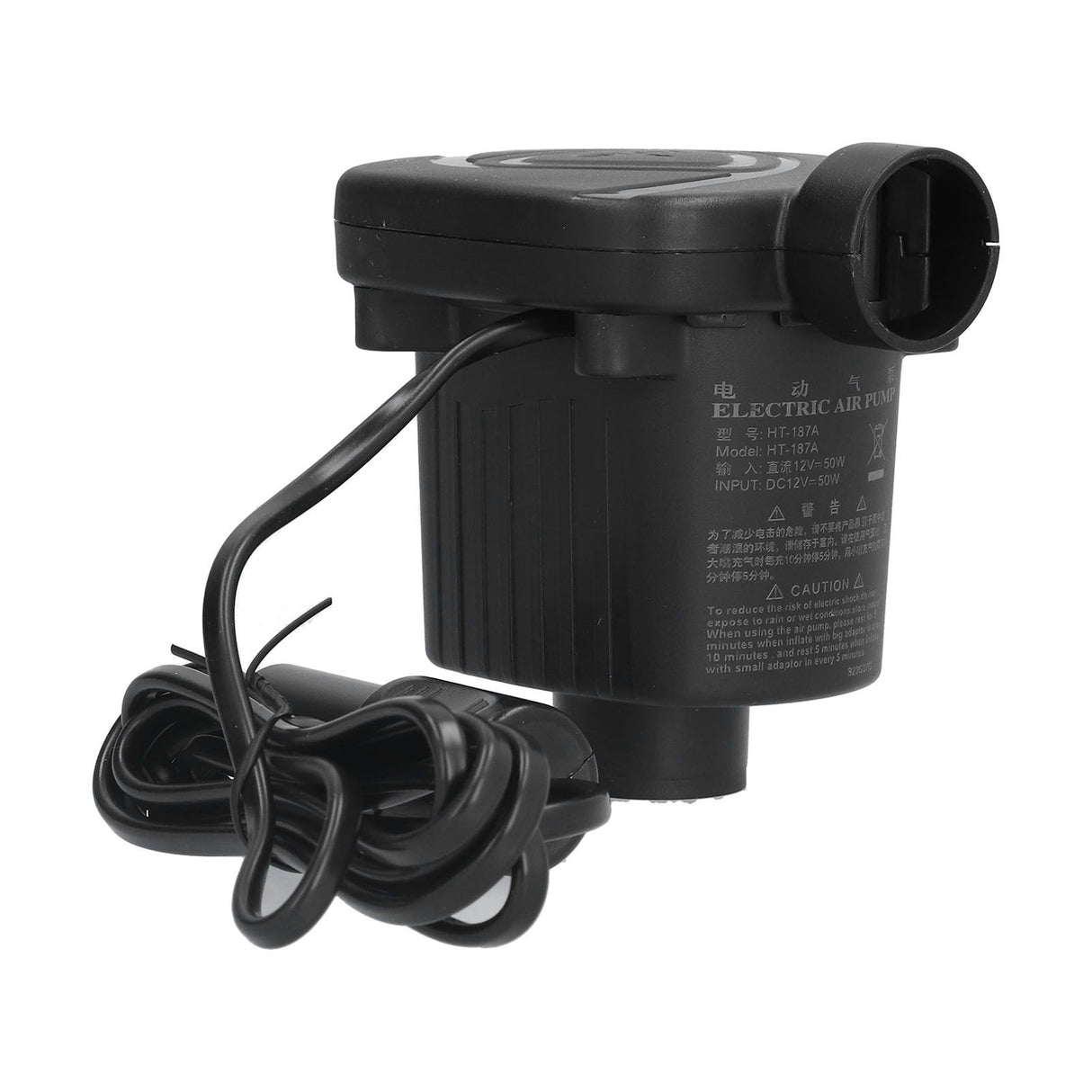 Air Pump DC12V Power 50W 2 Functional Nozzles Light Weight Inflator Pump for Rubber Boat