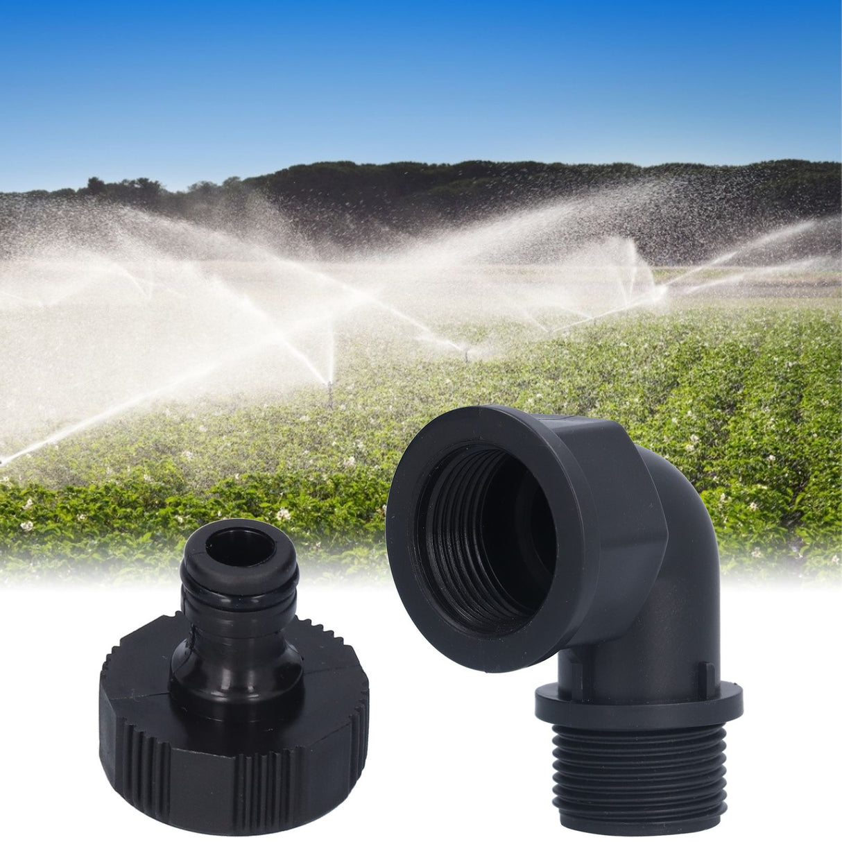 2Set Elbow Connector Durable Adaptable Hose Adapter with Nipple Connector for Garden Outdoor(G1 Directional Elbow Female and Male Thread Nipple )