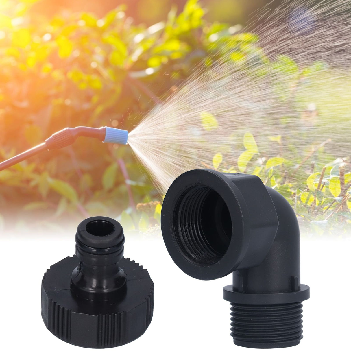 2Set Elbow Connector Durable Adaptable Hose Adapter with Nipple Connector for Garden Outdoor(G1 Directional Elbow Female and Male Thread Nipple )