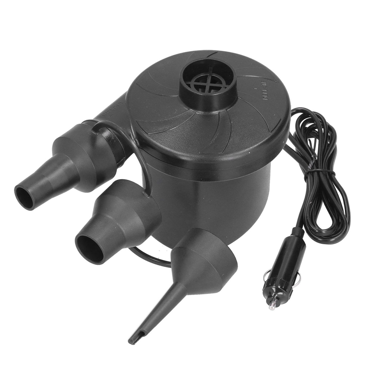 12V Air Pump ABS Electric Inflation Pump with 3 Nozzles Powerful Portable for Inflatable Toy Boat