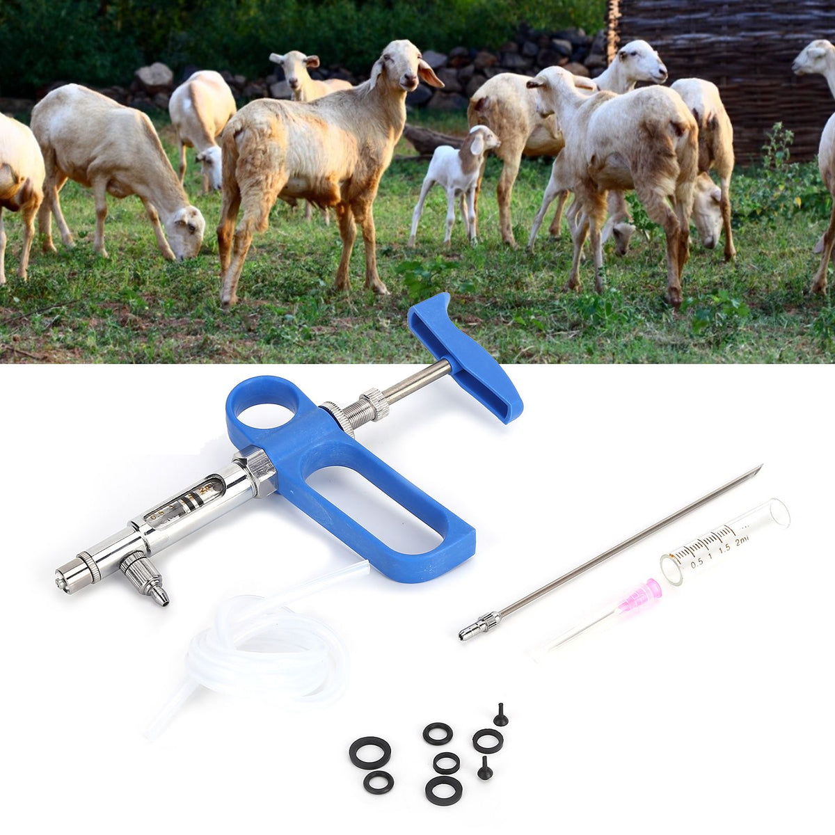 2ml Vaccine Syringe Type C Continuous Syringe Injector for Chicken Pig Sheep Ducks Animal Livestock Supplies