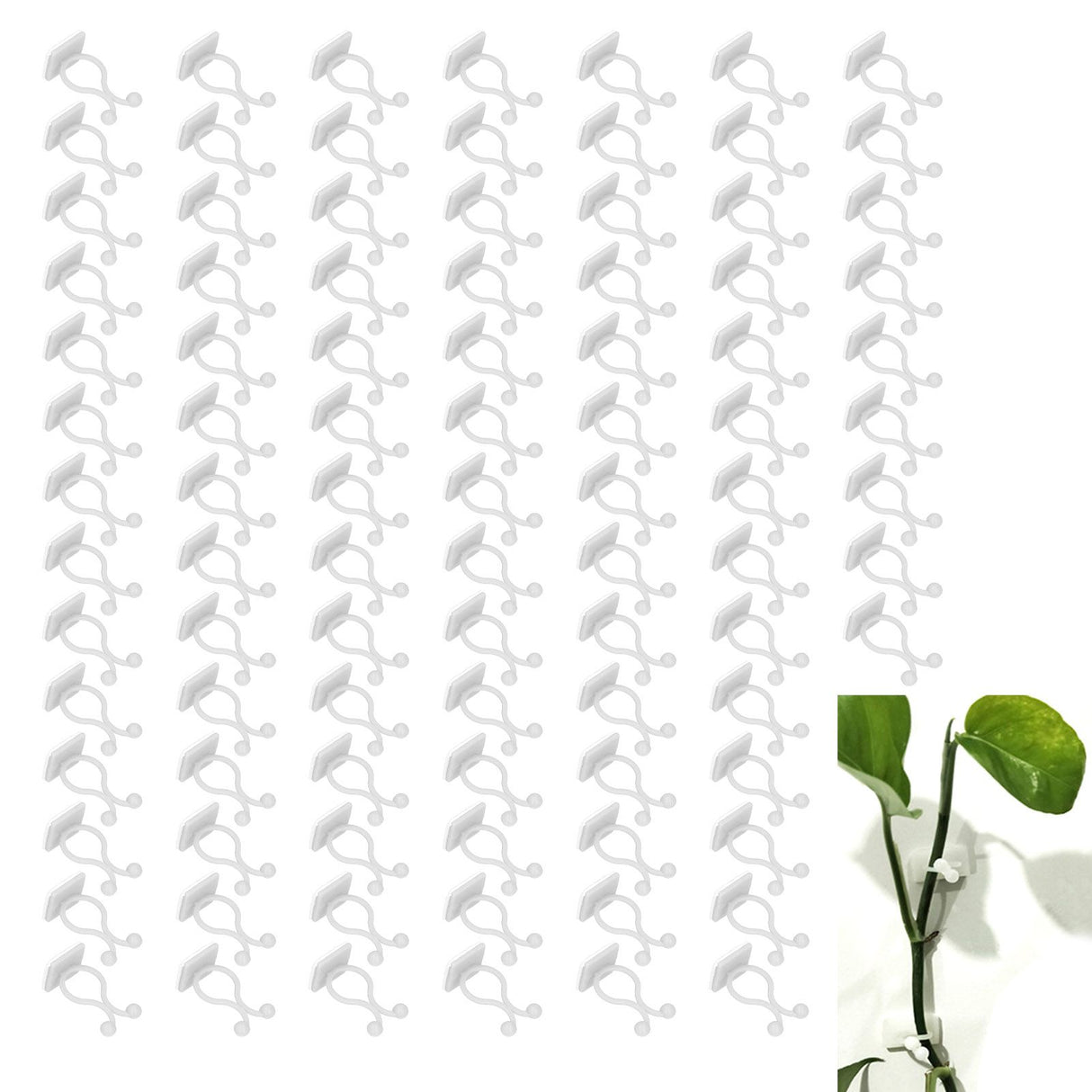 100PCS Plant Climbing Wall Fixture Wall Vines Fixing Clip Self Adhesive Branch Fixture Securing ClipWhite