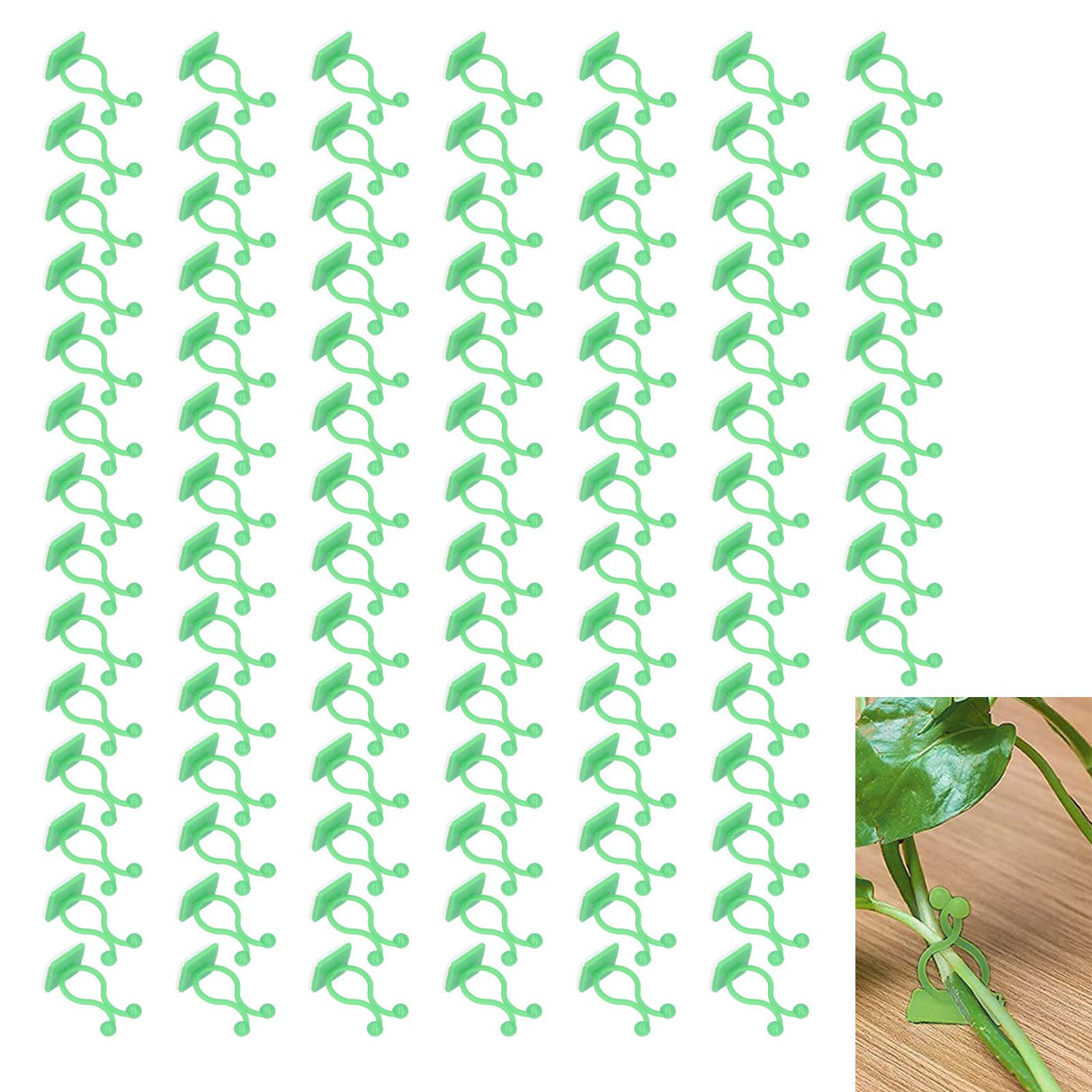 100PCS Plant Climbing Wall Fixture Wall Vines Fixing Clip Self Adhesive Branch Fixture Securing ClipGreen