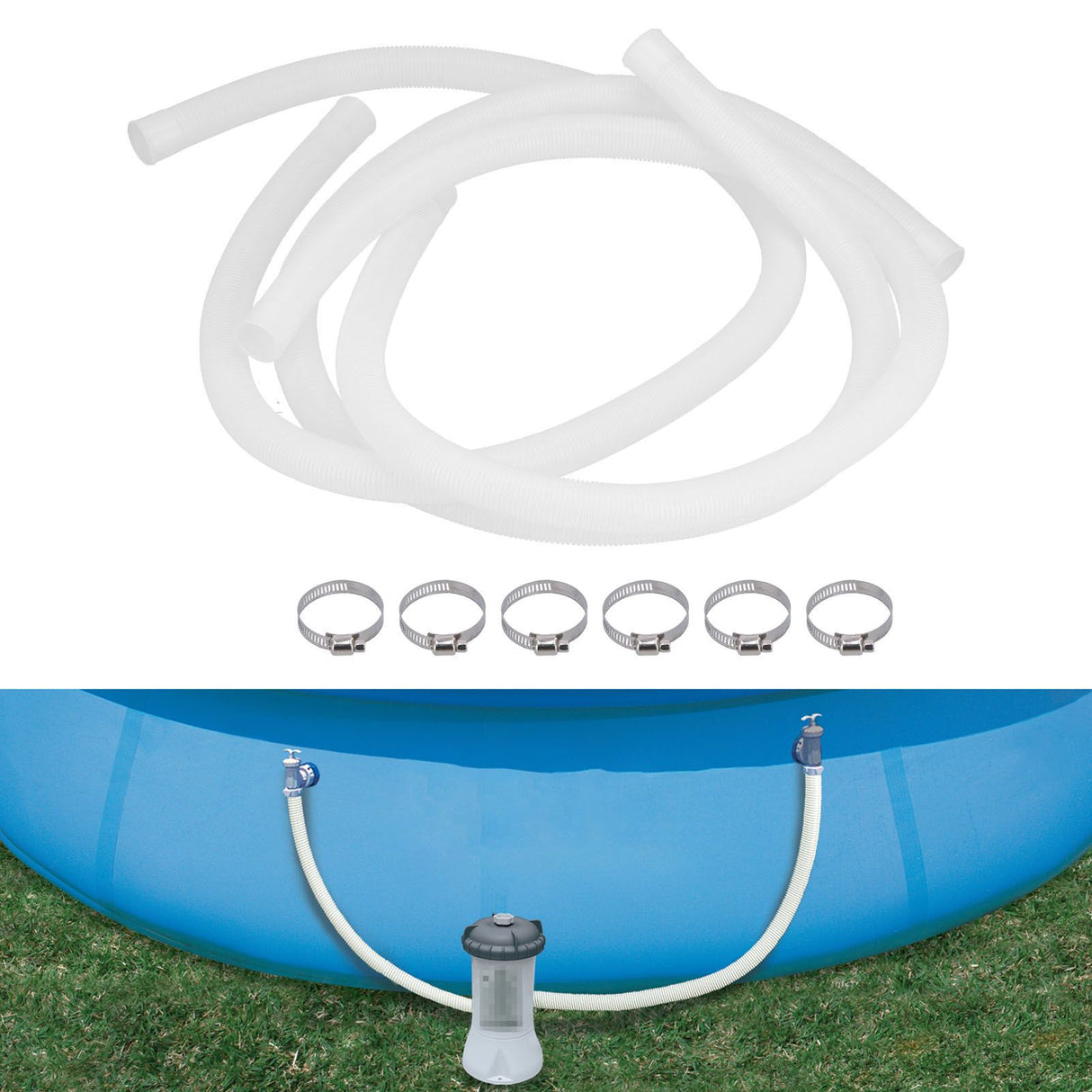 3Pcs Hose Polyethylene Plastic Replacement Pressure Resistant Leak Proof Pool Pump Hose