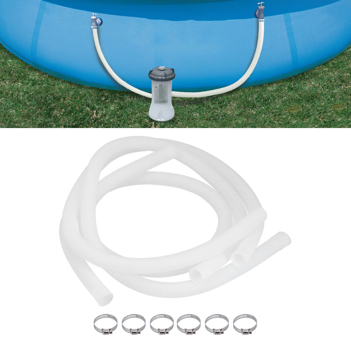 3Pcs Hose Polyethylene Plastic Replacement Pressure Resistant Leak Proof Pool Pump Hose