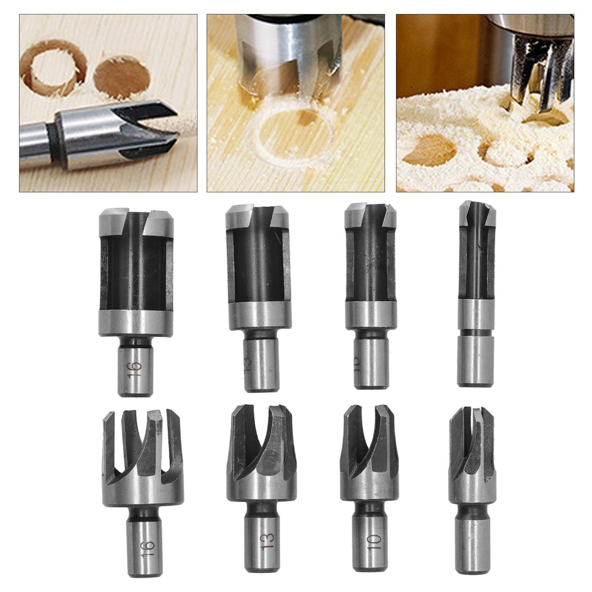 8Pcs Wood Plug Drill Bit Cutter Carbon Steel Industrial Barrel Claw Type Durable Wood Cutter for Electric Drill