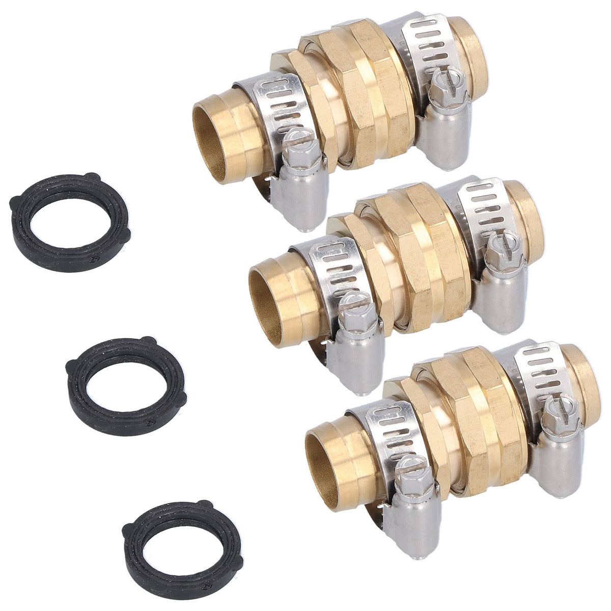 3 Set 3/4in Female Male Thread Garden Hose Repair Connector for 3/4in Or 5/8in Garden Hose Fitting