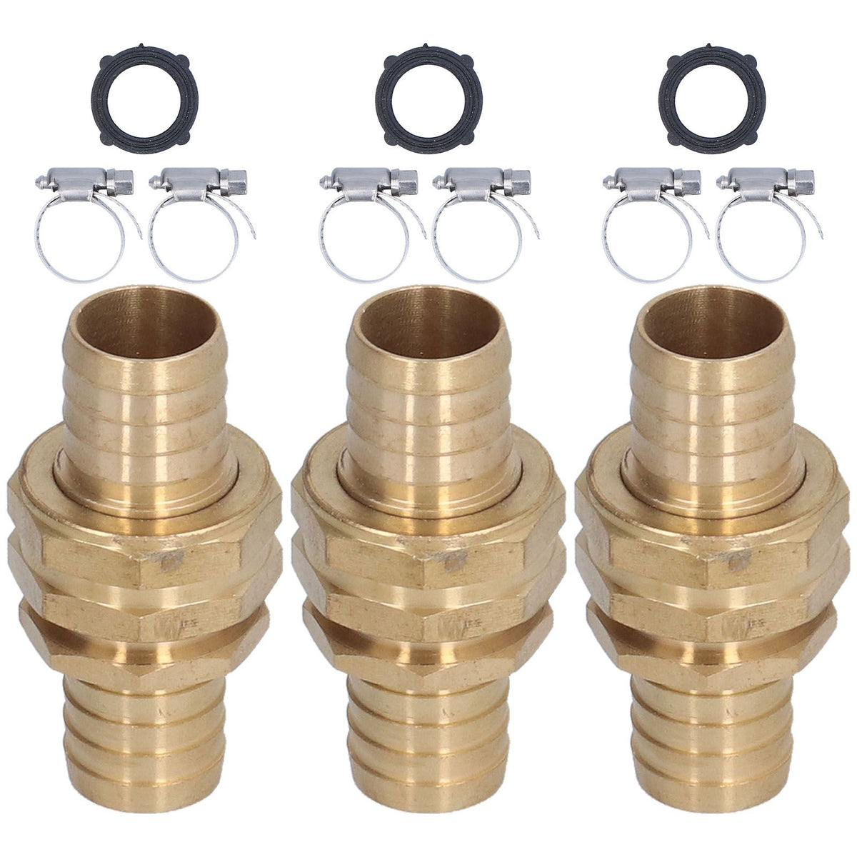 3 Set 3/4in Female Male Thread Garden Hose Repair Connector for 3/4in Or 5/8in Garden Hose Fitting