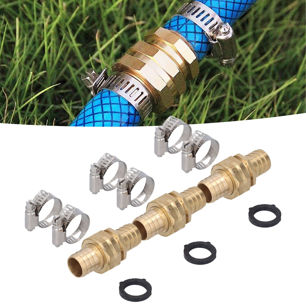 3 Set 3/4in Female Male Thread Garden Hose Repair Connector for 3/4in Or 5/8in Garden Hose Fitting
