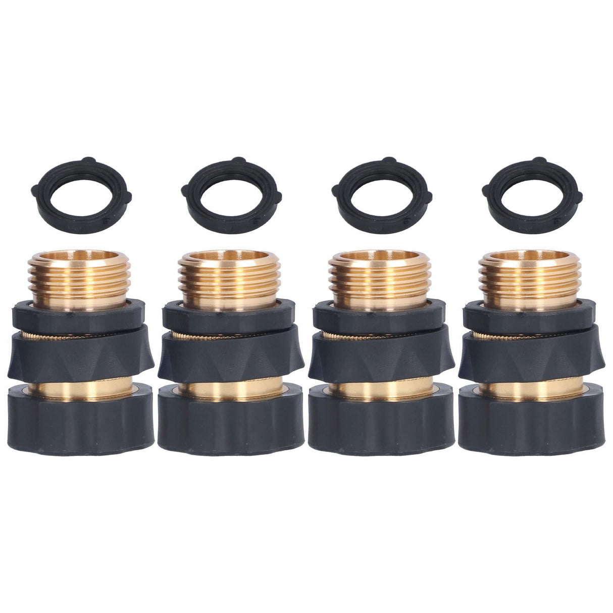 4Set Universal Hose Quick Connectors with Gaskets Brass Adapter Fittings Leakproof for Garden Irrigation