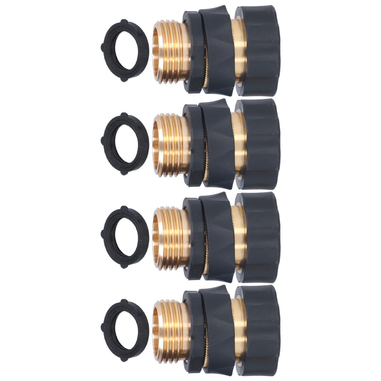 4Set Universal Hose Quick Connectors with Gaskets Brass Adapter Fittings Leakproof for Garden Irrigation