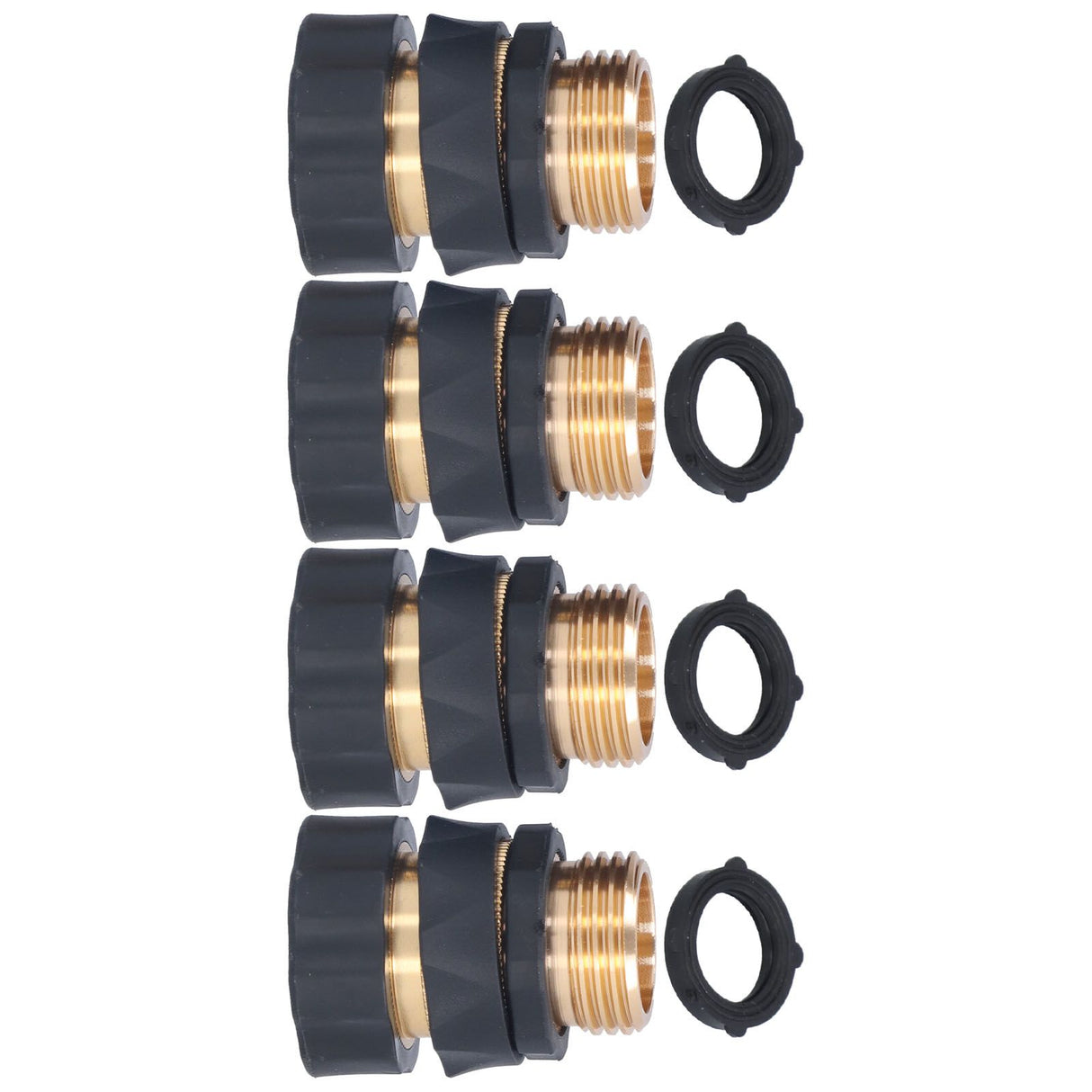 4Set Universal Hose Quick Connectors with Gaskets Brass Adapter Fittings Leakproof for Garden Irrigation