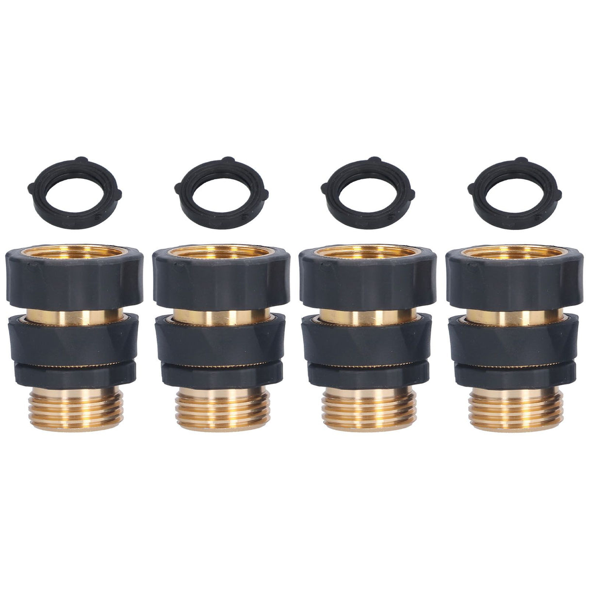 4Set Universal Hose Quick Connectors with Gaskets Brass Adapter Fittings Leakproof for Garden Irrigation