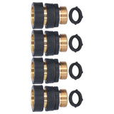 4Set Universal Hose Quick Connectors with Gaskets Brass Adapter Fittings Leakproof for Garden Irrigation - 45-Degree Angle