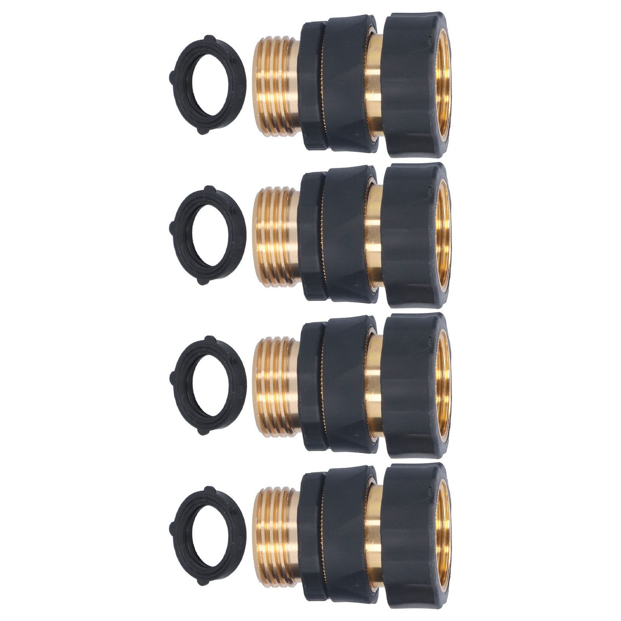 4Set Universal Hose Quick Connectors with Gaskets Brass Adapter Fittings Leakproof for Garden Irrigation