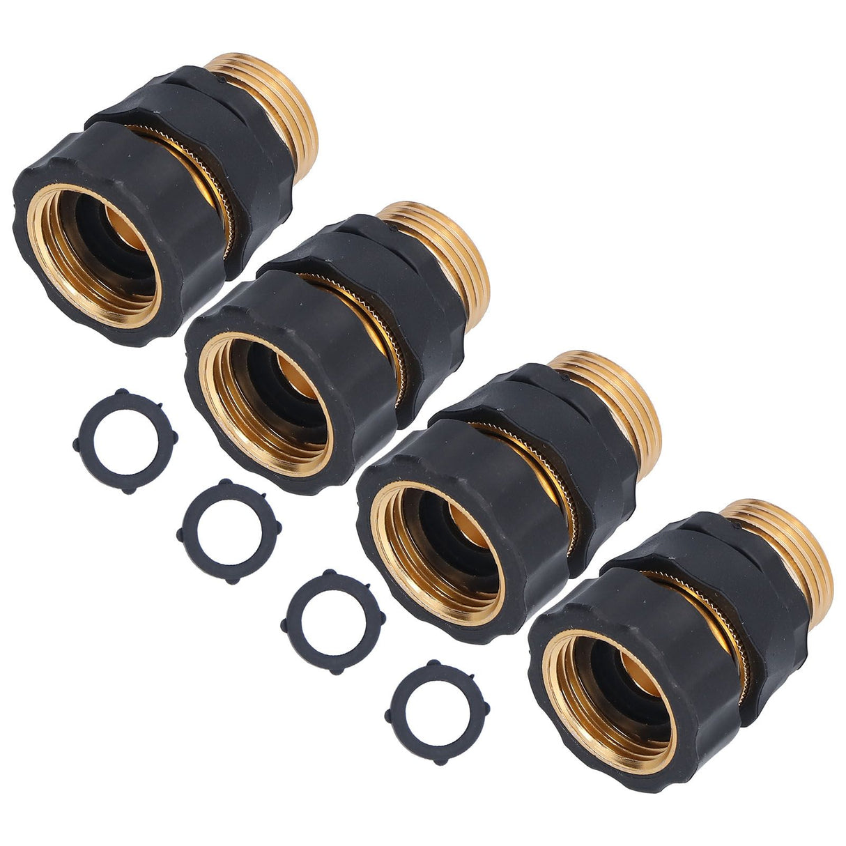 4Set Universal Hose Quick Connectors with Gaskets Brass Adapter Fittings Leakproof for Garden Irrigation