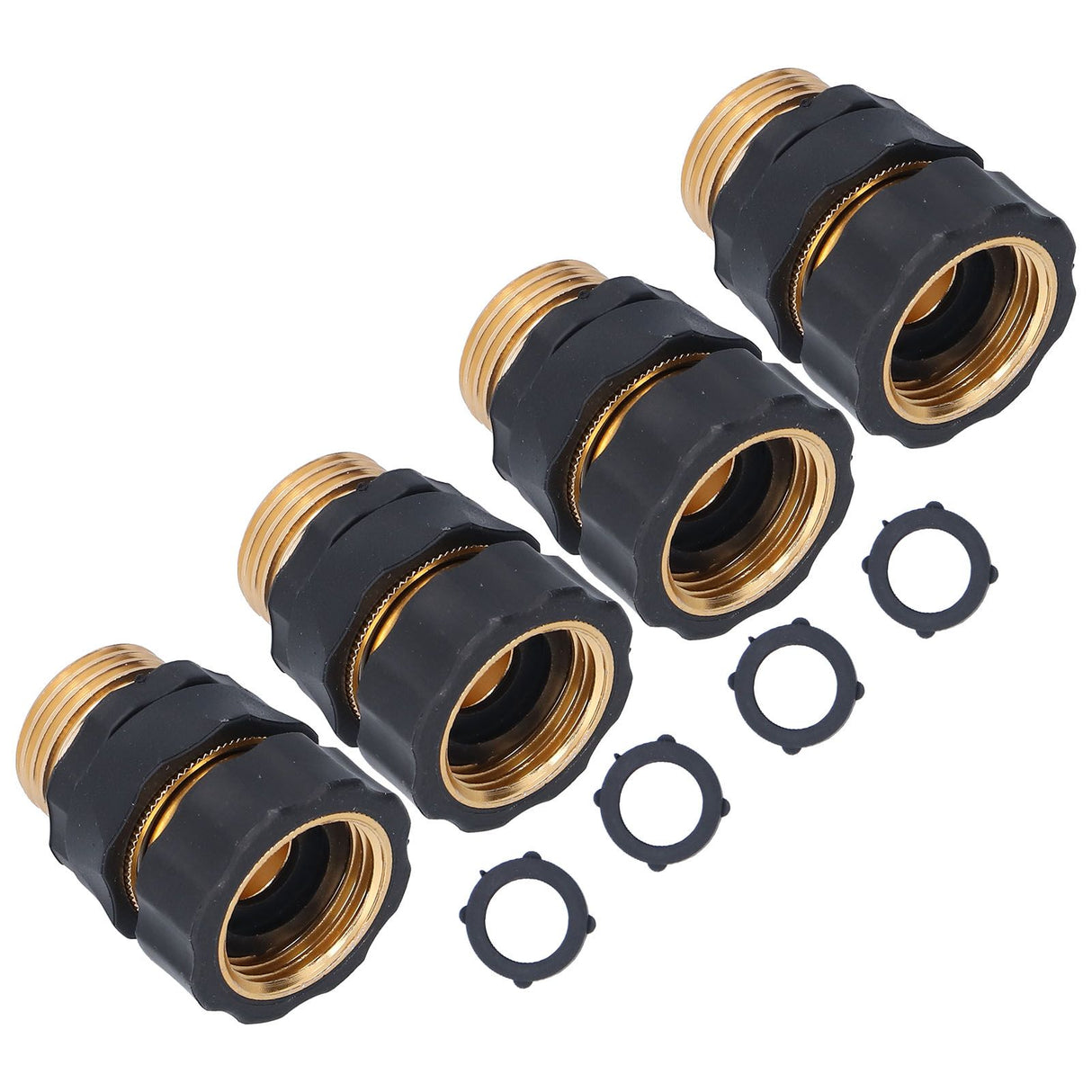 4Set Universal Hose Quick Connectors with Gaskets Brass Adapter Fittings Leakproof for Garden Irrigation