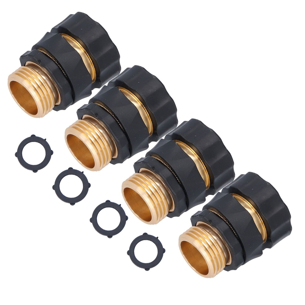 4Set Universal Hose Quick Connectors with Gaskets Brass Adapter Fittings Leakproof for Garden Irrigation