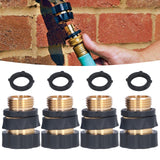 4Set Universal Hose Quick Connectors with Gaskets Brass Adapter Fittings Leakproof for Garden Irrigation