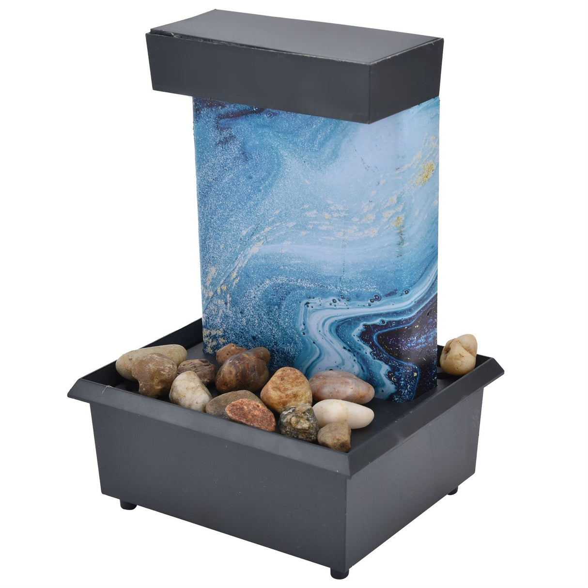 3V USB Marble Water Fountain Ornaments LED Tabletop Fountain with Stones for Home Office Table Decoration