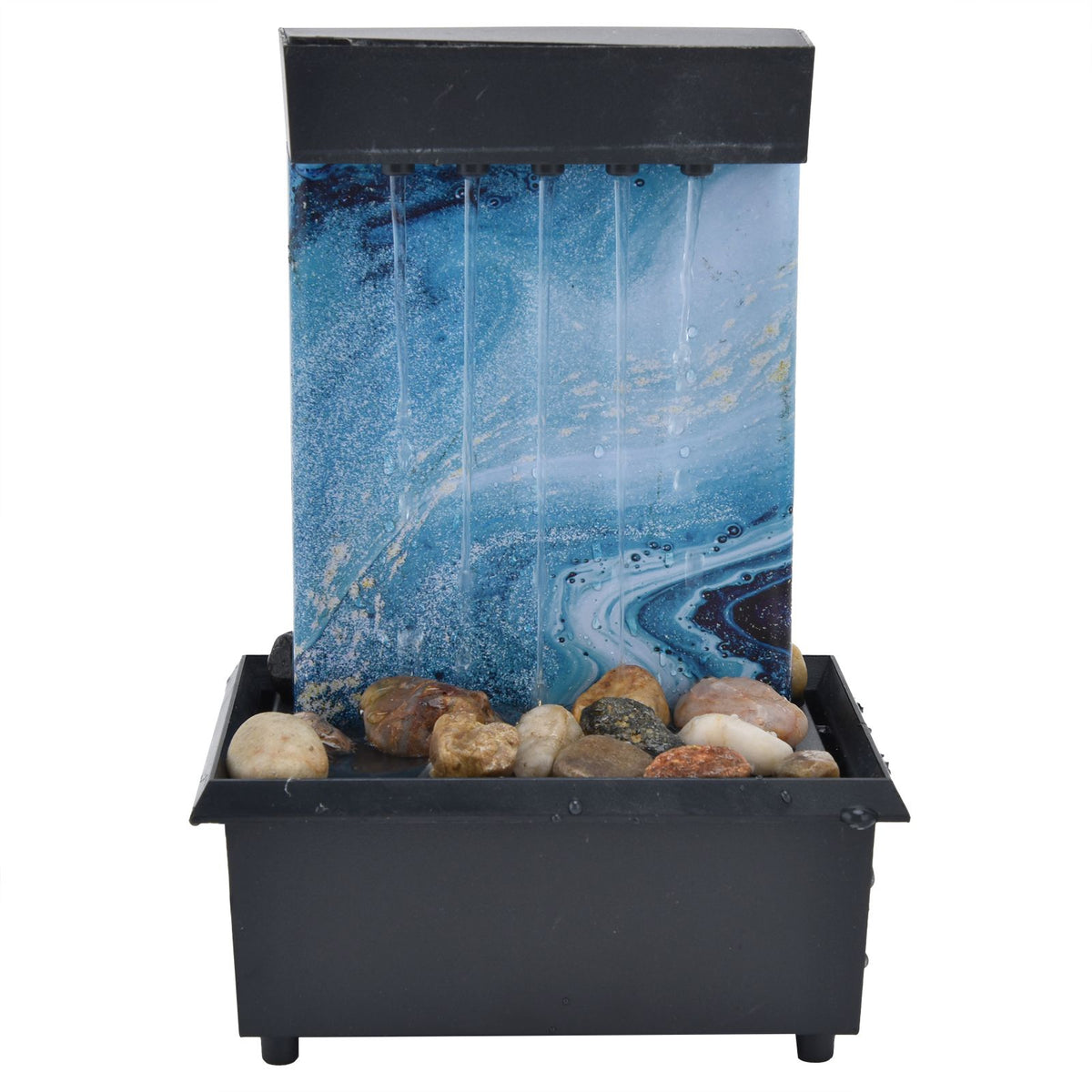 3V USB Marble Water Fountain Ornaments LED Tabletop Fountain with Stones for Home Office Table Decoration
