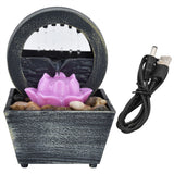 3V USB Plastic Flower Water Fountain LED Tabletop Fountain with Stones for Home Office Table Decoration