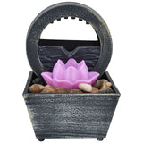 3V USB Plastic Flower Water Fountain LED Tabletop Fountain with Stones for Home Office Table Decoration - Side View