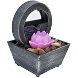3V USB Plastic Flower Water Fountain LED Tabletop Fountain with Stones for Home Office Table Decoration - Top-Down View