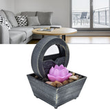 3V USB Plastic Flower Water Fountain LED Tabletop Fountain with Stones for Home Office Table Decoration
