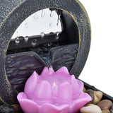 3V USB Plastic Flower Water Fountain LED Tabletop Fountain with Stones for Home Office Table Decoration - Extra Image