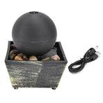 3V USB Indoor Tabletop Ball Fountain with LED Light and Stone Desktop Fountain for Home Office Decor